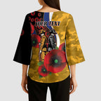West Eagles ANZAC Personalised Kimono Sleeve Blouse Lest We Forget Poppy Camo