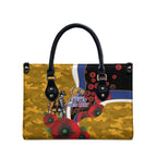 West Eagles ANZAC Personalised Leather Bag Lest We Forget Poppy Camo