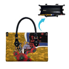 West Eagles ANZAC Personalised Leather Bag Lest We Forget Poppy Camo