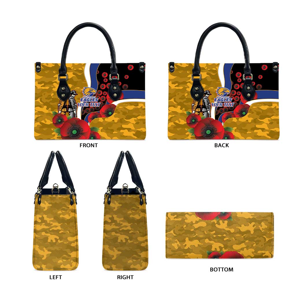 West Eagles ANZAC Personalised Leather Bag Lest We Forget Poppy Camo