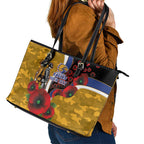 West Eagles ANZAC Personalised Leather Tote Bag Lest We Forget Poppy Camo