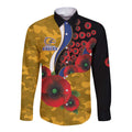 West Eagles ANZAC Personalised Long Sleeve Button Shirt Lest We Forget Poppy Camo
