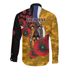 West Eagles ANZAC Personalised Long Sleeve Button Shirt Lest We Forget Poppy Camo