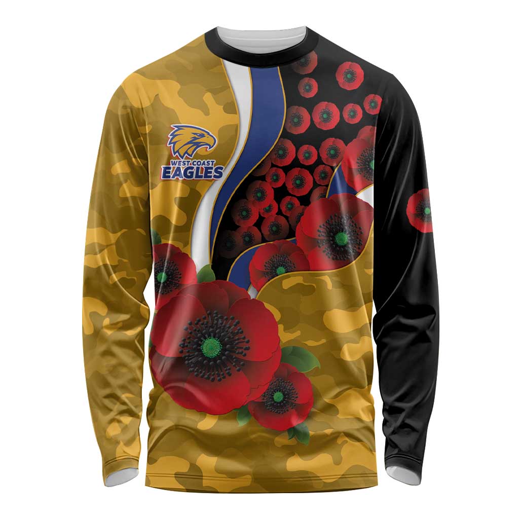 West Eagles ANZAC Personalised Long Sleeve Shirt Lest We Forget Poppy Camo