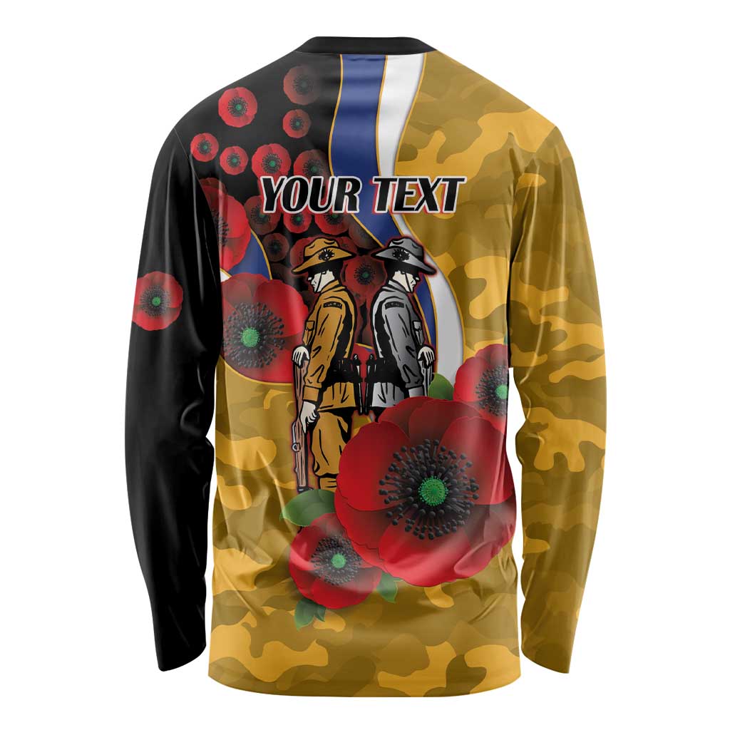 West Eagles ANZAC Personalised Long Sleeve Shirt Lest We Forget Poppy Camo