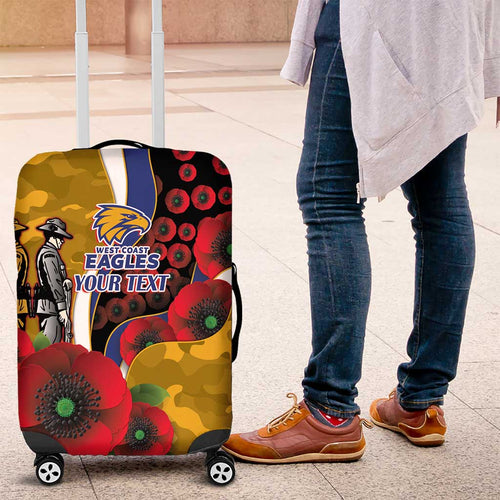 West Eagles ANZAC Personalised Luggage Cover Lest We Forget Poppy Camo