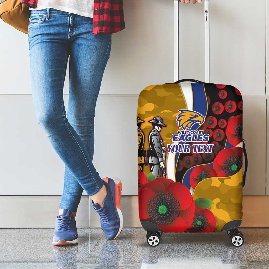 West Eagles ANZAC Personalised Luggage Cover Lest We Forget Poppy Camo