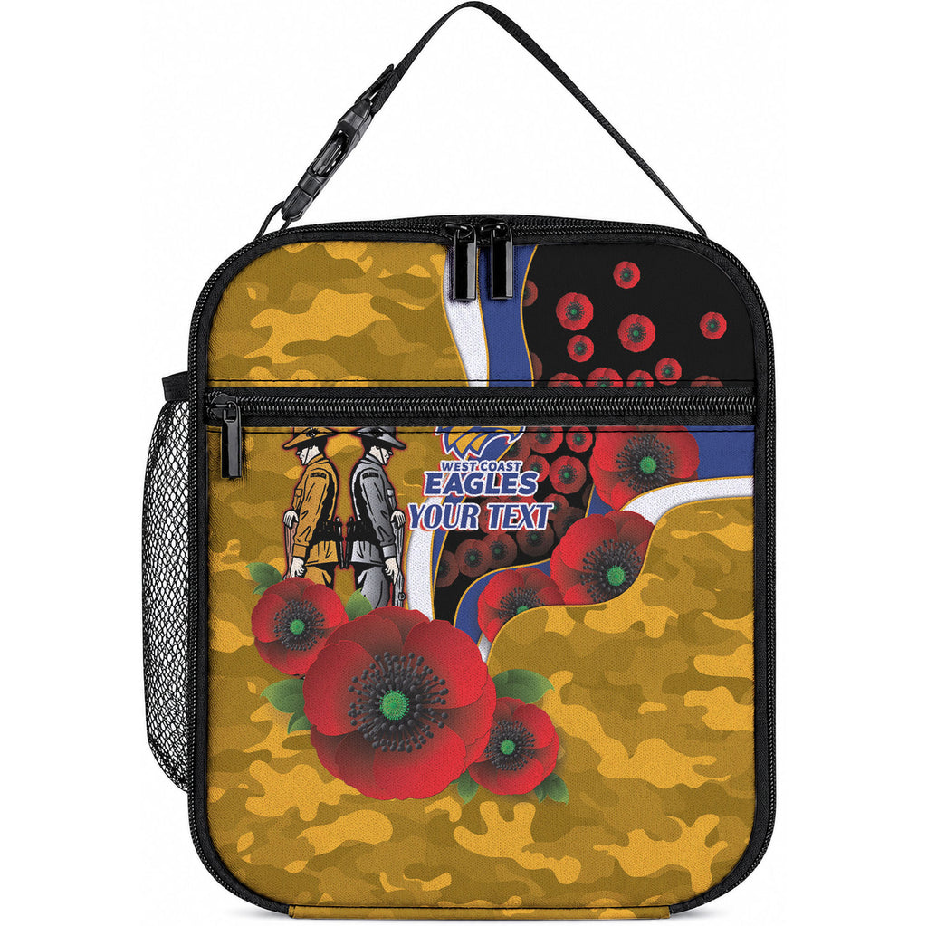 West Eagles ANZAC Personalised Lunch Bag Lest We Forget Poppy Camo
