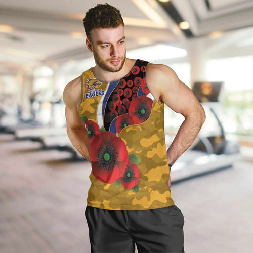 West Eagles ANZAC Personalised Men Tank Top Lest We Forget Poppy Camo