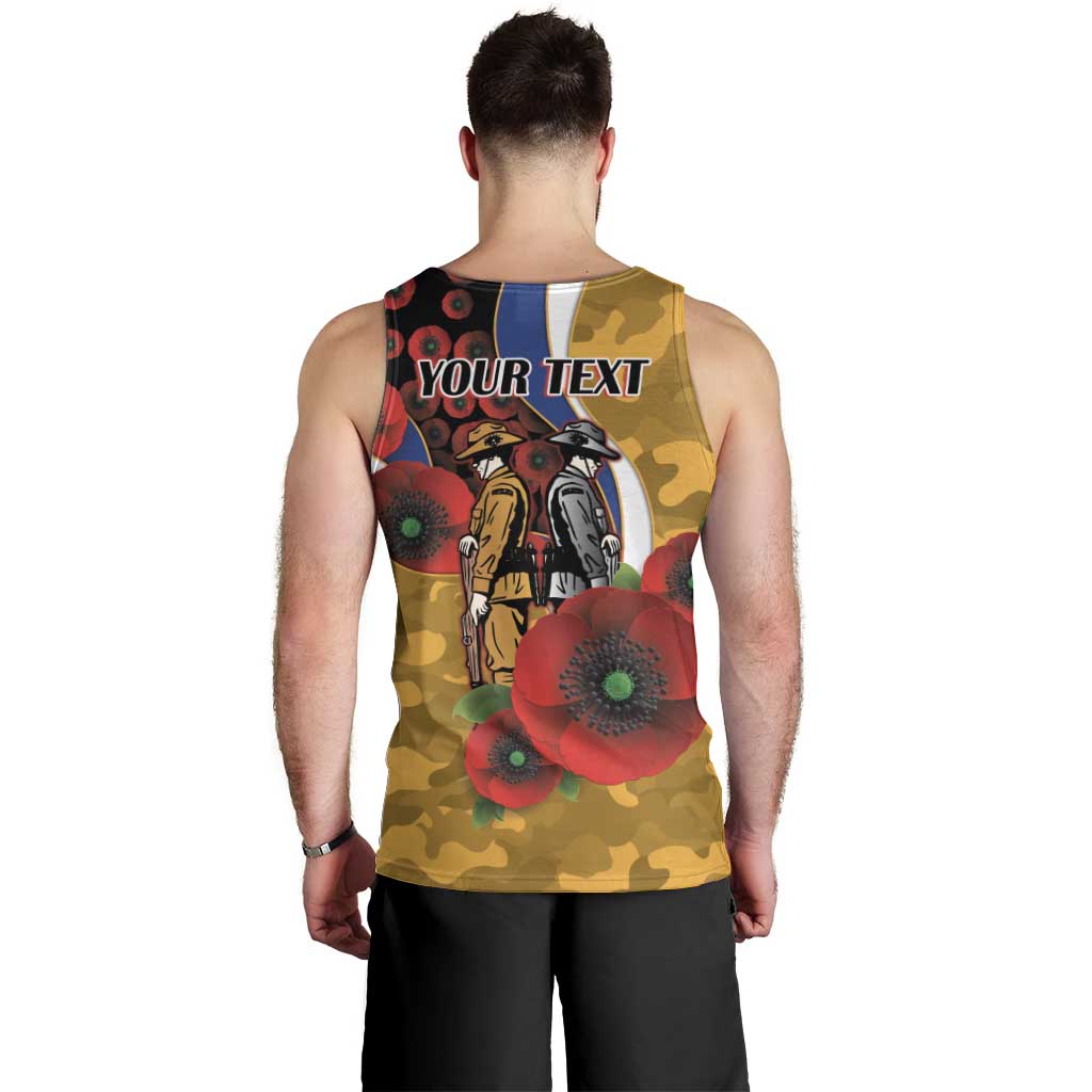 West Eagles ANZAC Personalised Men Tank Top Lest We Forget Poppy Camo