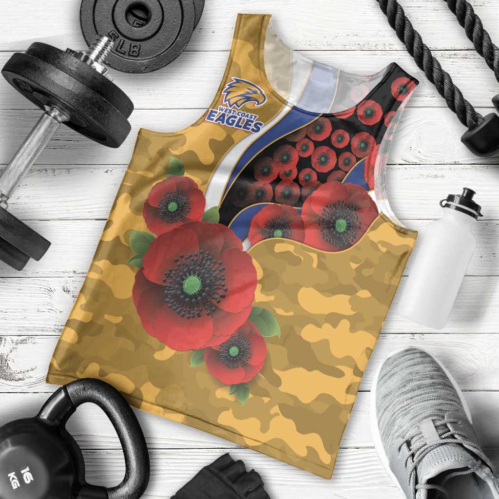 West Eagles ANZAC Personalised Men Tank Top Lest We Forget Poppy Camo