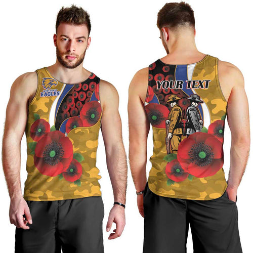 West Eagles ANZAC Personalised Men Tank Top Lest We Forget Poppy Camo
