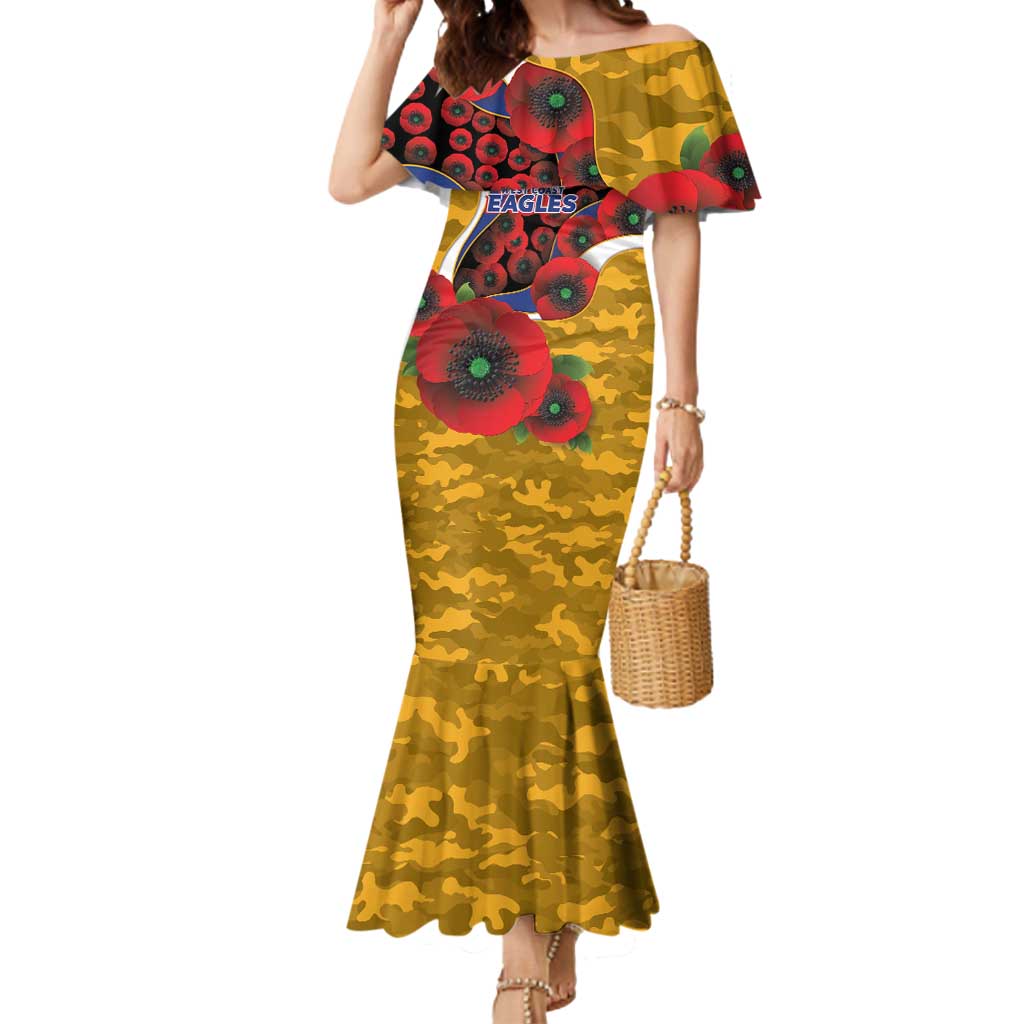 West Eagles ANZAC Personalised Mermaid Dress Lest We Forget Poppy Camo