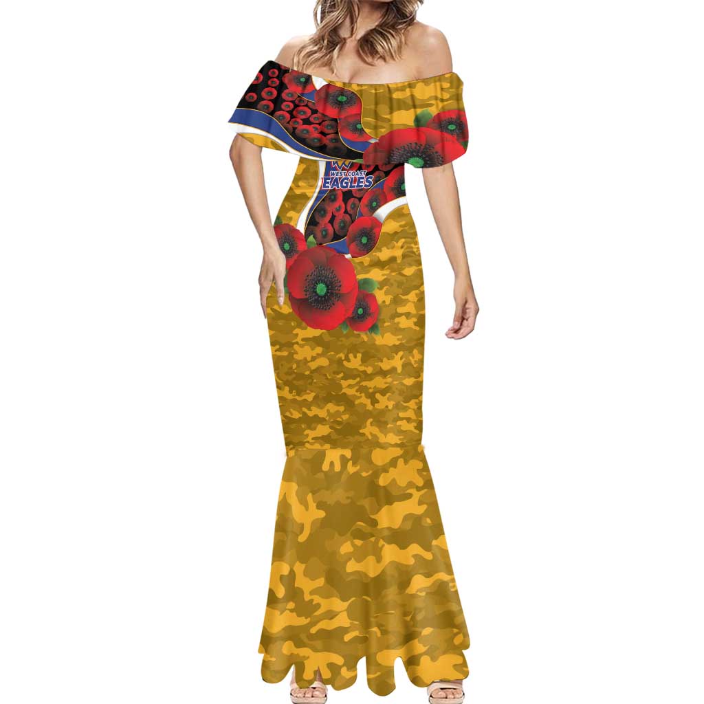 West Eagles ANZAC Personalised Mermaid Dress Lest We Forget Poppy Camo