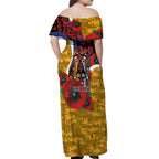 West Eagles ANZAC Personalised Off Shoulder Maxi Dress Lest We Forget Poppy Camo