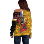 West Eagles ANZAC Personalised Off Shoulder Sweater Lest We Forget Poppy Camo