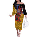 West Eagles ANZAC Personalised Off The Shoulder Long Sleeve Dress Lest We Forget Poppy Camo