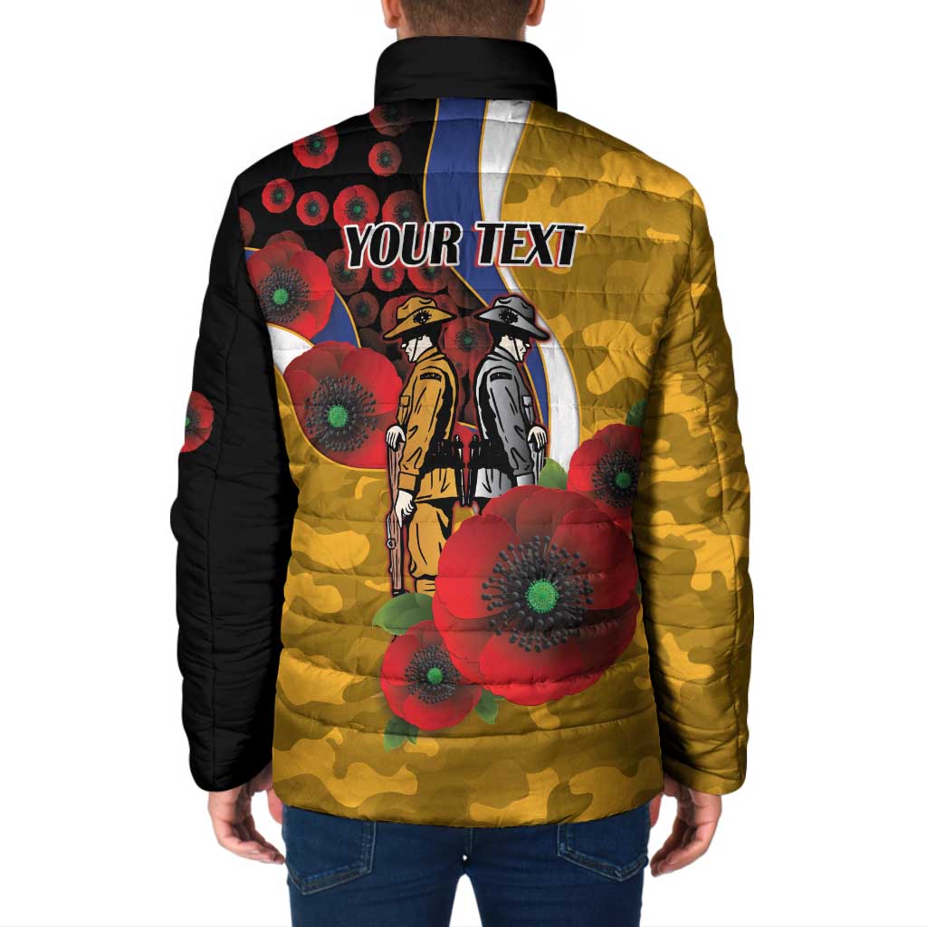 West Eagles ANZAC Personalised Padded Jacket Lest We Forget Poppy Camo