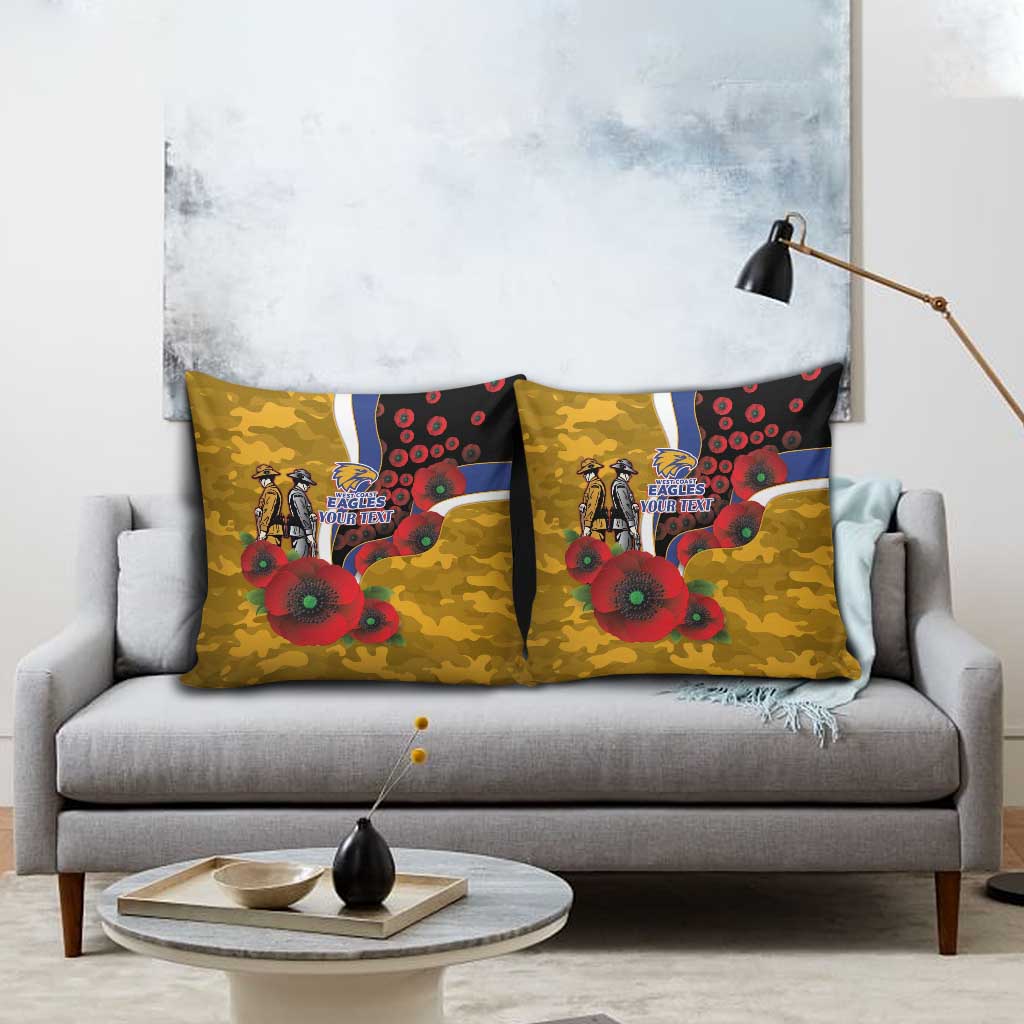 West Eagles ANZAC Personalised Pillow Cover Lest We Forget Poppy Camo