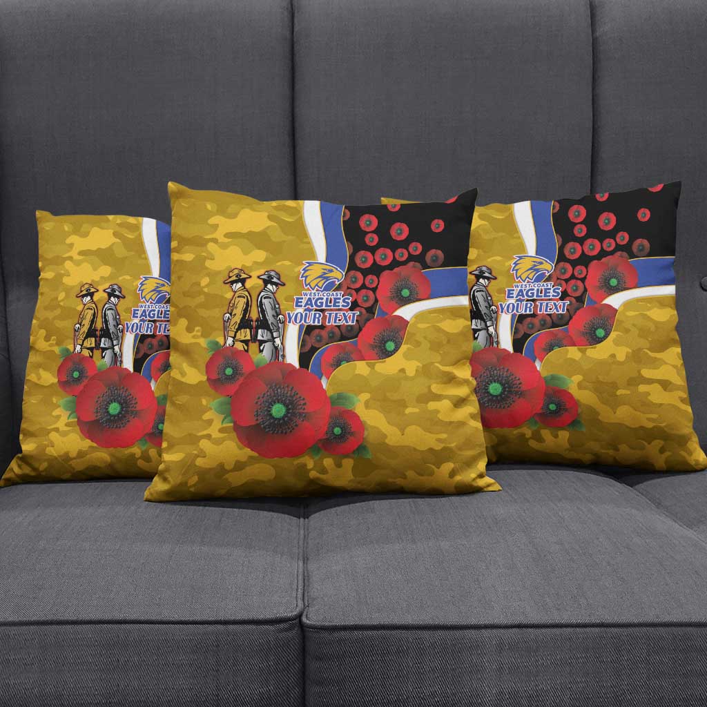 West Eagles ANZAC Personalised Pillow Cover Lest We Forget Poppy Camo