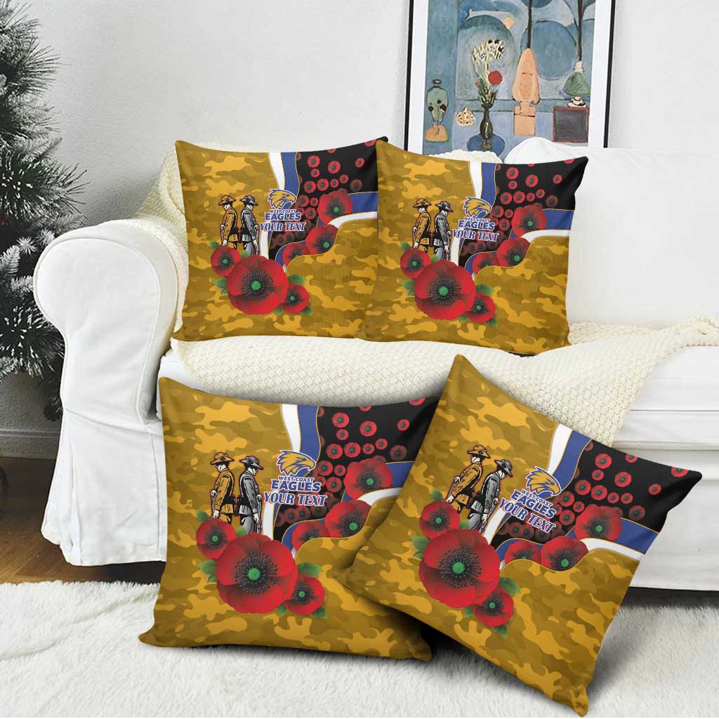 West Eagles ANZAC Personalised Pillow Cover Lest We Forget Poppy Camo