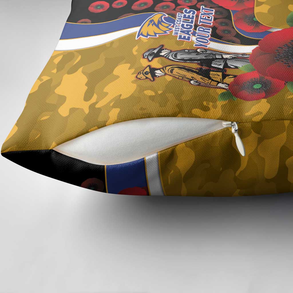 West Eagles ANZAC Personalised Pillow Cover Lest We Forget Poppy Camo