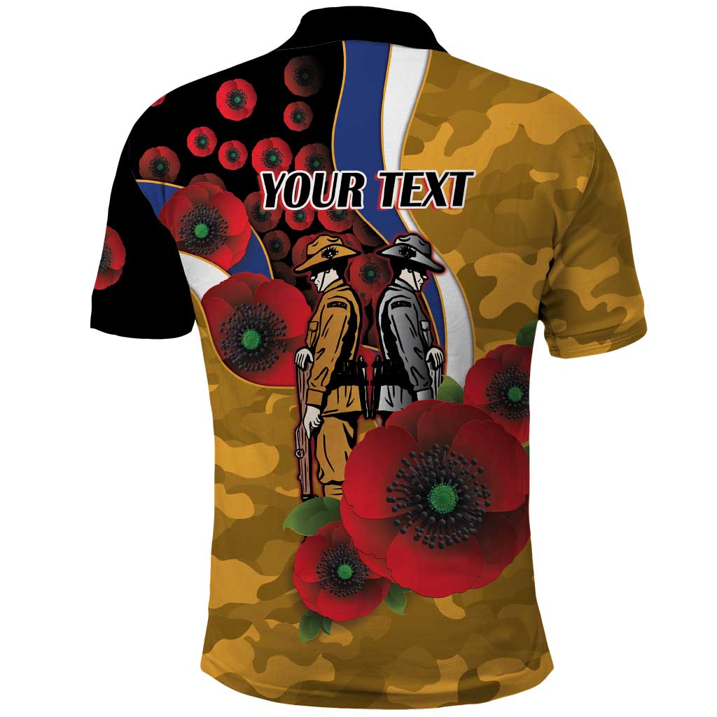 West Eagles ANZAC Personalised Polo Shirt Lest We Forget Poppy Camo