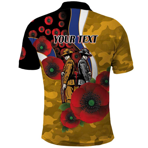 West Eagles ANZAC Personalised Polo Shirt Lest We Forget Poppy Camo