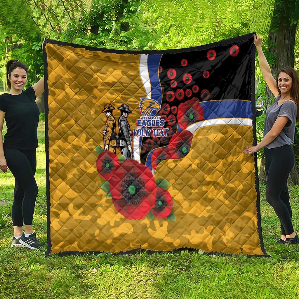 West Eagles ANZAC Personalised Quilt Lest We Forget Poppy Camo