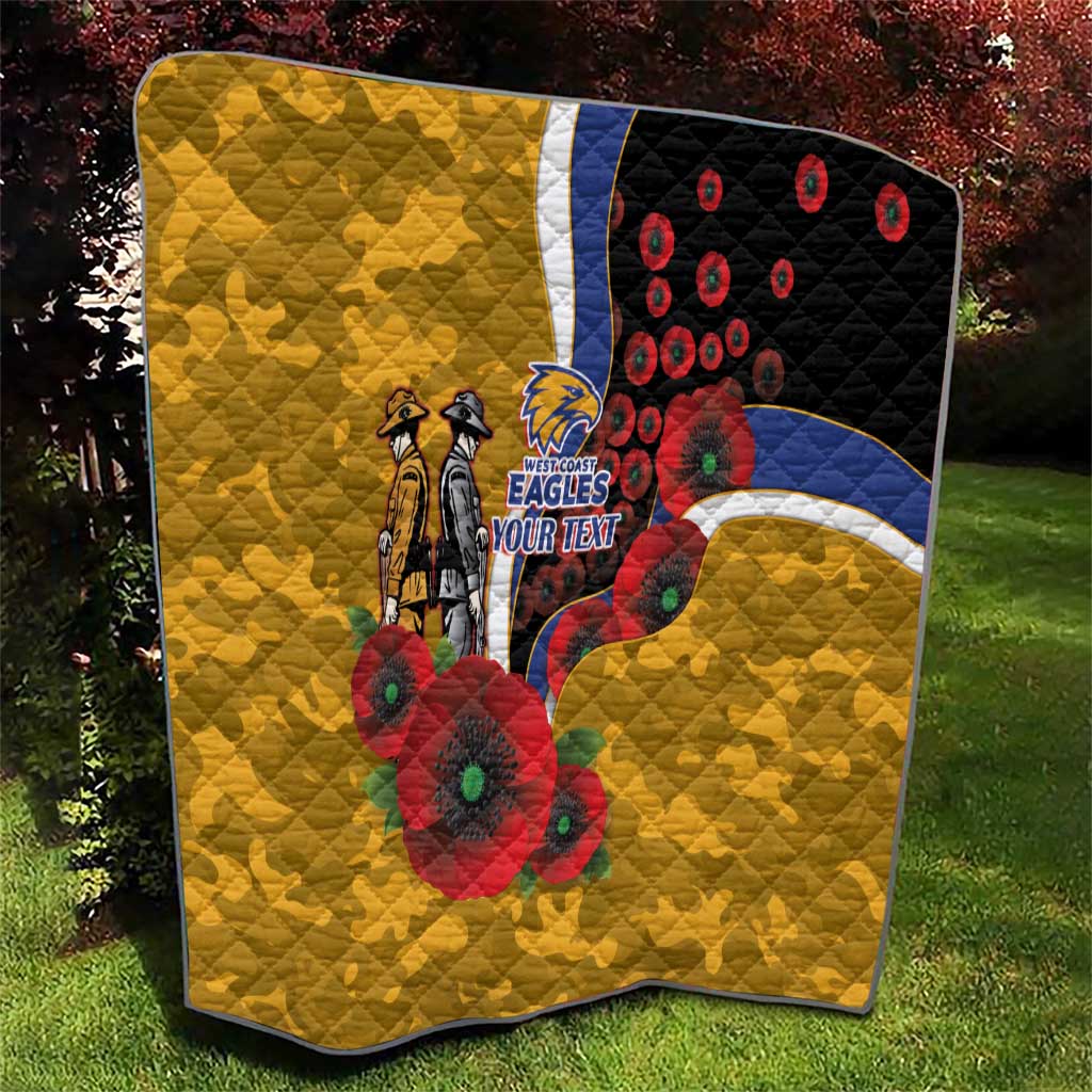 West Eagles ANZAC Personalised Quilt Lest We Forget Poppy Camo