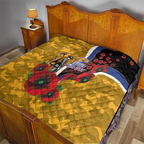 West Eagles ANZAC Personalised Quilt Lest We Forget Poppy Camo
