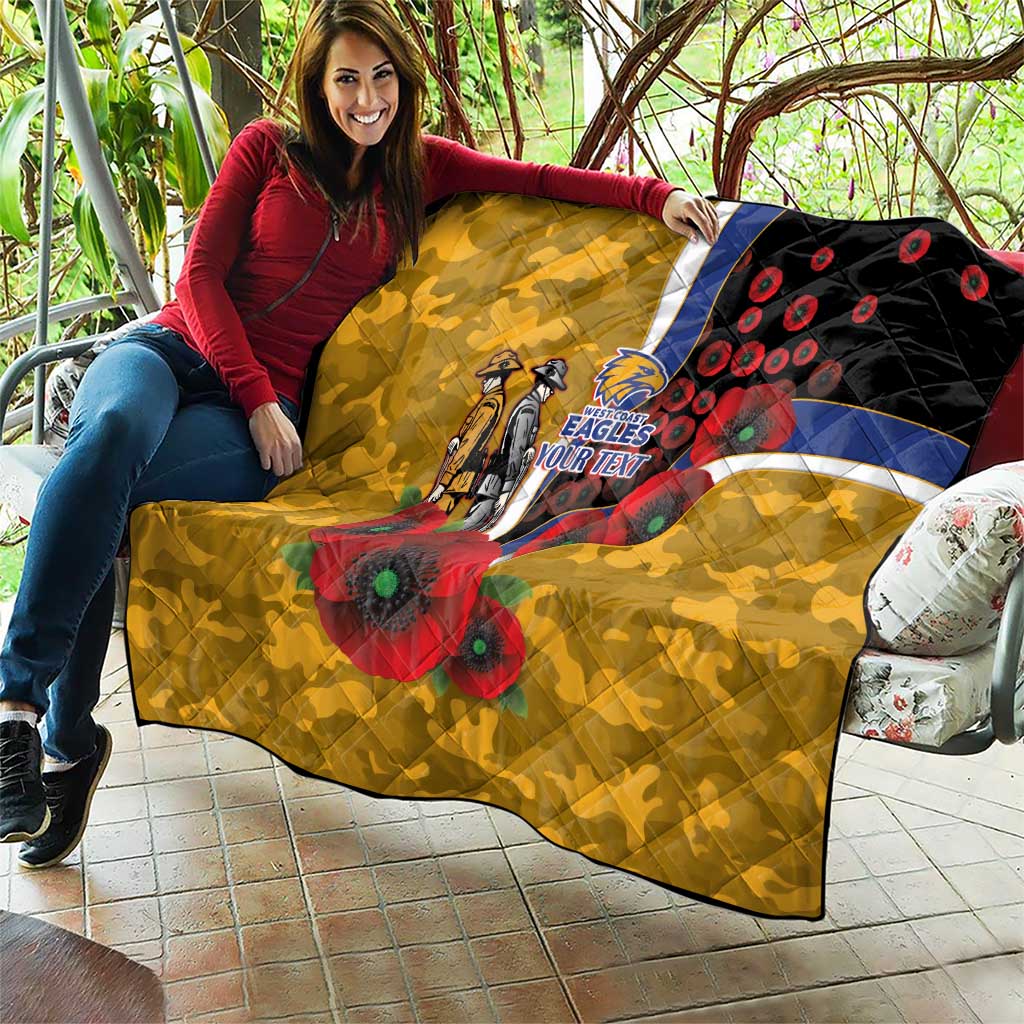 West Eagles ANZAC Personalised Quilt Lest We Forget Poppy Camo