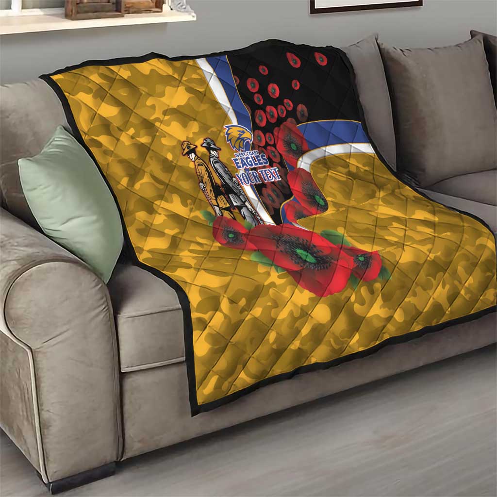 West Eagles ANZAC Personalised Quilt Lest We Forget Poppy Camo
