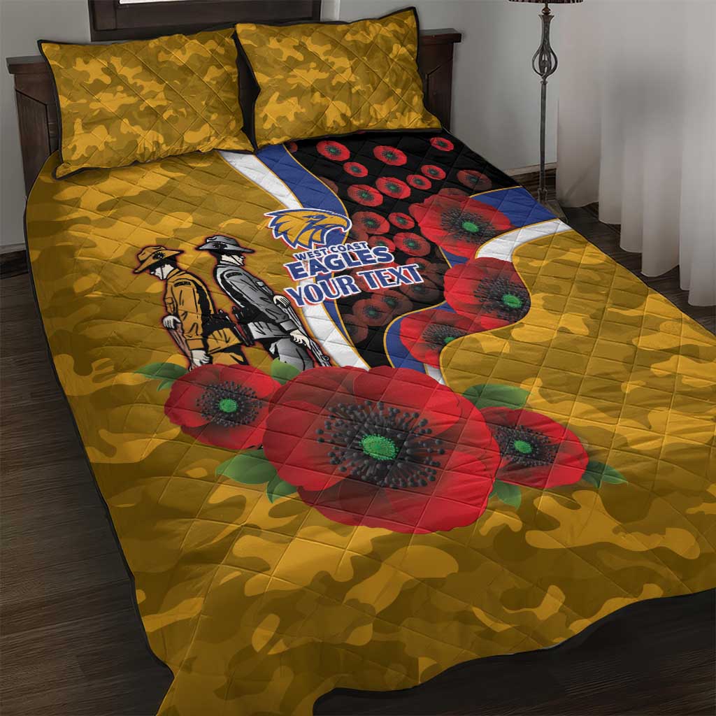 West Eagles ANZAC Personalised Quilt Bed Set Lest We Forget Poppy Camo