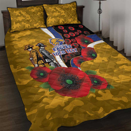 West Eagles ANZAC Personalised Quilt Bed Set Lest We Forget Poppy Camo