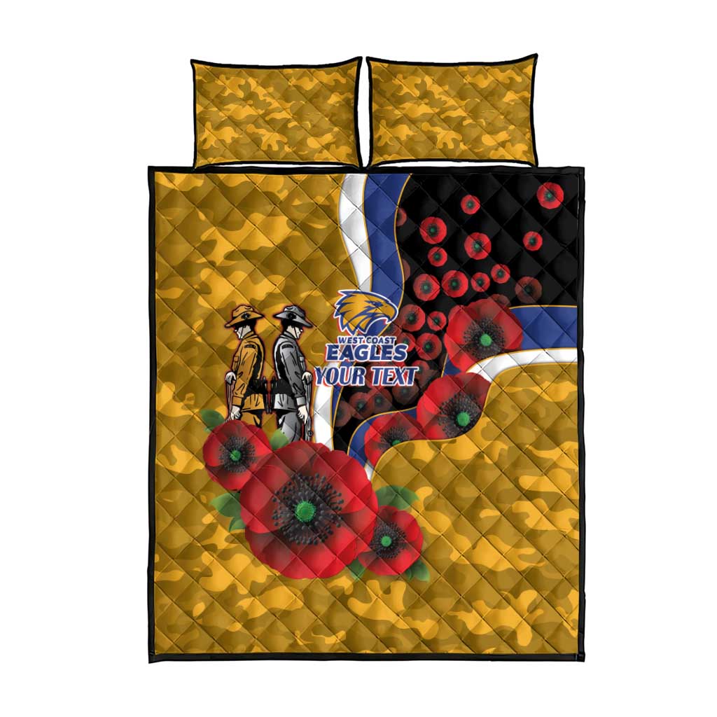 West Eagles ANZAC Personalised Quilt Bed Set Lest We Forget Poppy Camo