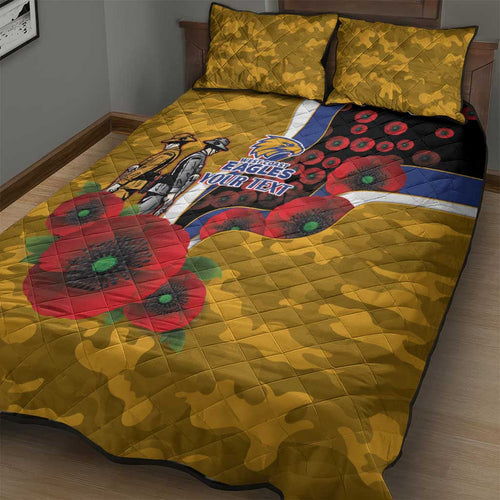 West Eagles ANZAC Personalised Quilt Bed Set Lest We Forget Poppy Camo