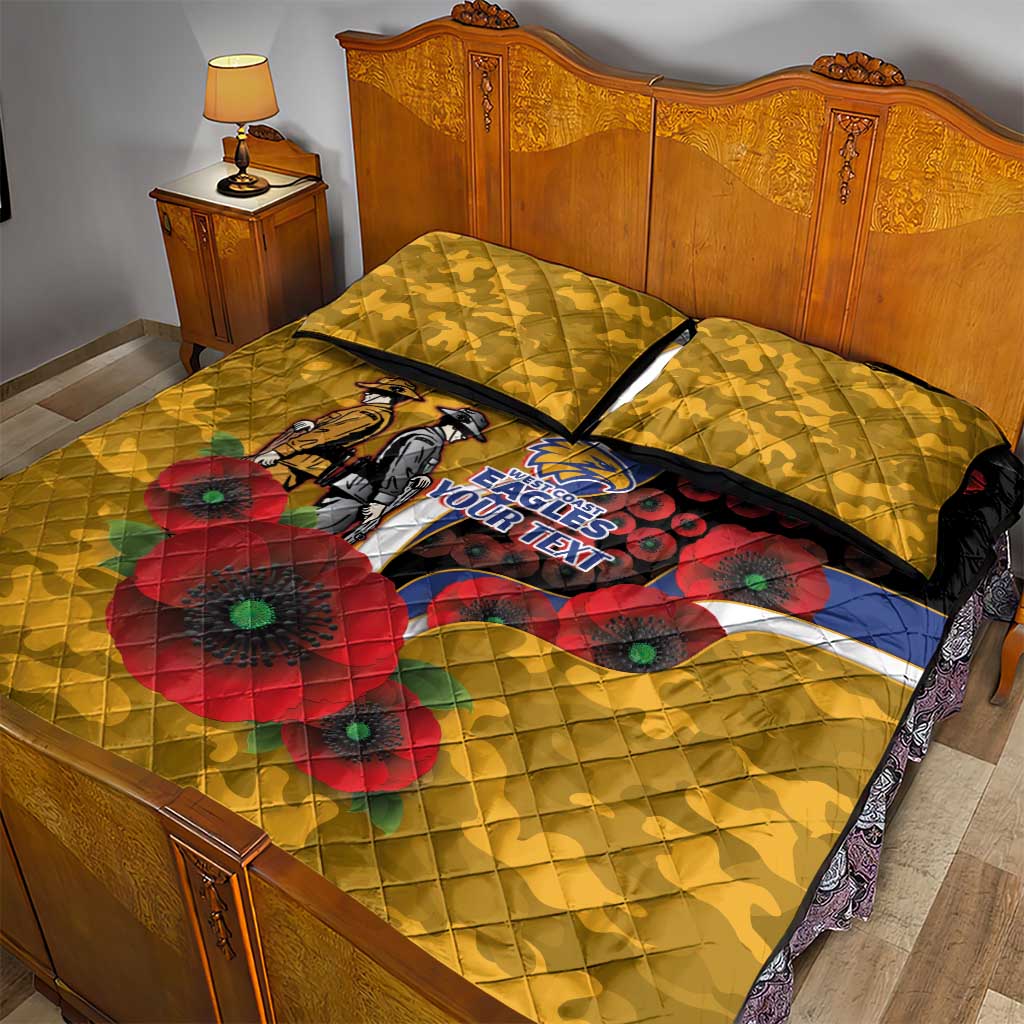 West Eagles ANZAC Personalised Quilt Bed Set Lest We Forget Poppy Camo
