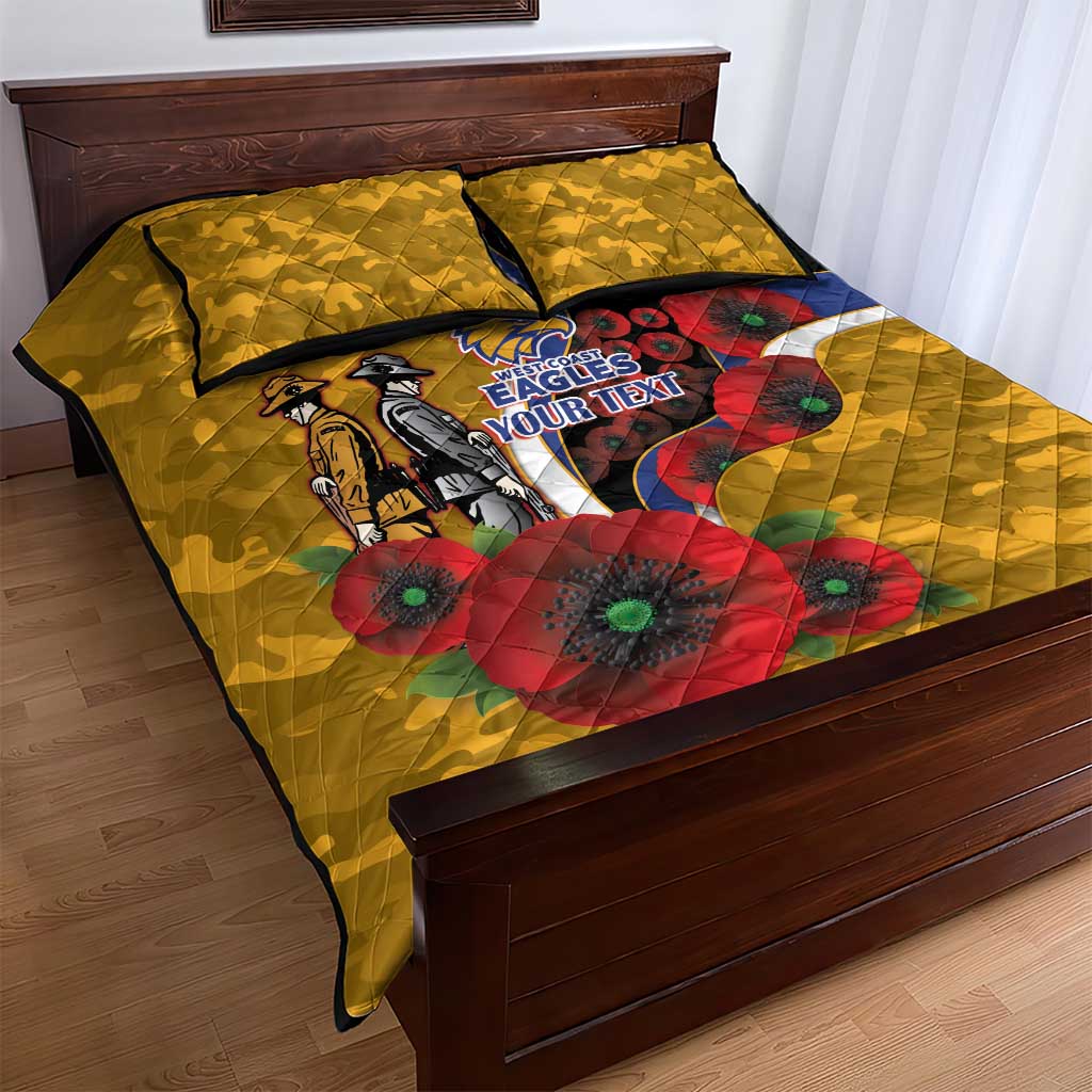 West Eagles ANZAC Personalised Quilt Bed Set Lest We Forget Poppy Camo