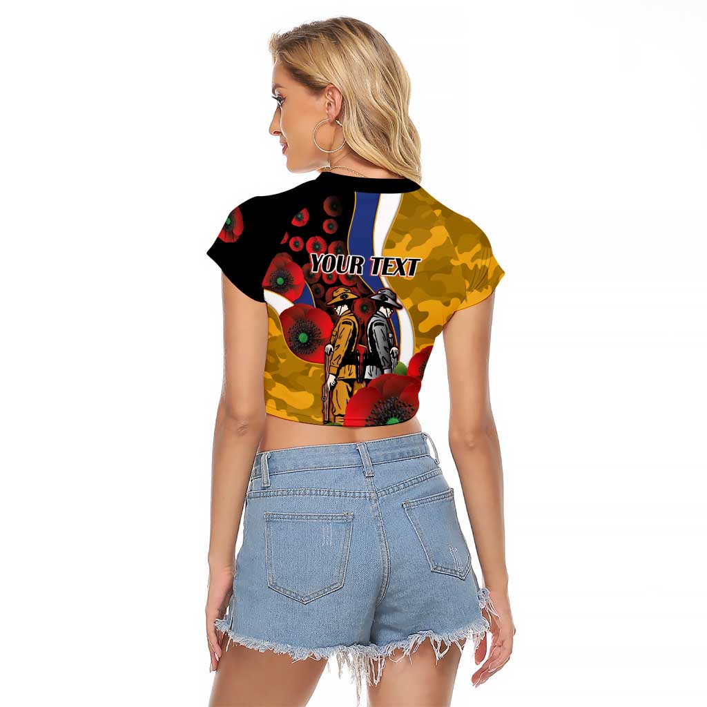 West Eagles ANZAC Personalised Raglan Cropped T Shirt Lest We Forget Poppy Camo