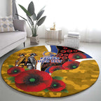 West Eagles ANZAC Personalised Round Carpet Lest We Forget Poppy Camo
