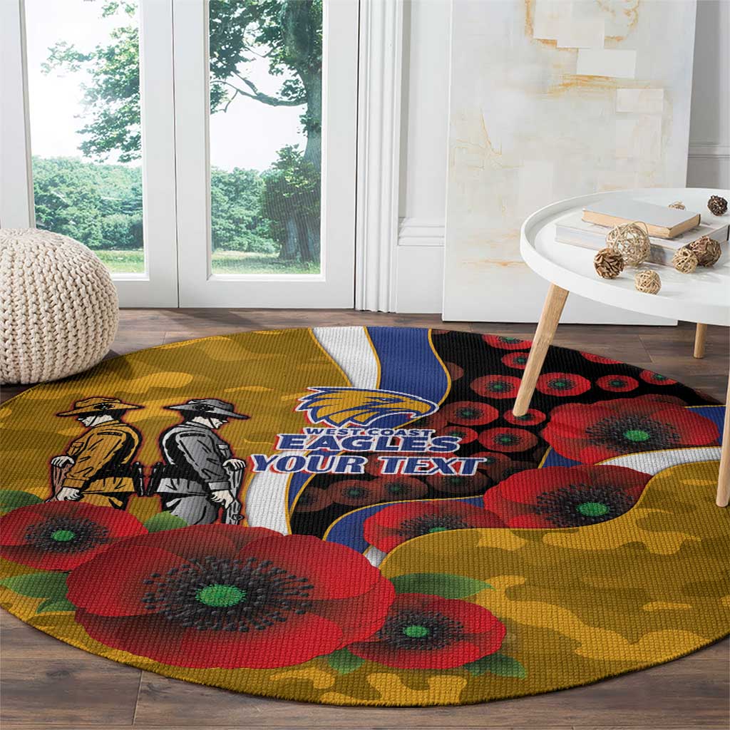 West Eagles ANZAC Personalised Round Carpet Lest We Forget Poppy Camo