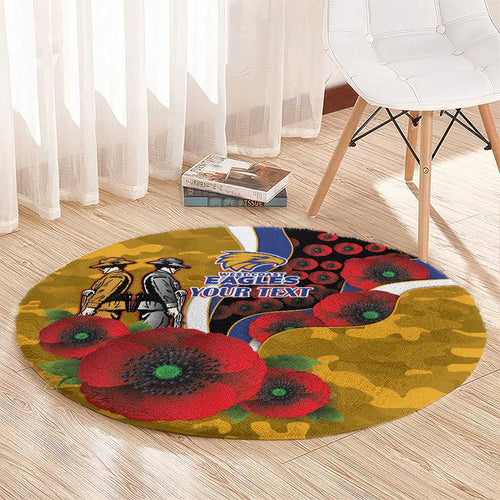 West Eagles ANZAC Personalised Round Carpet Lest We Forget Poppy Camo