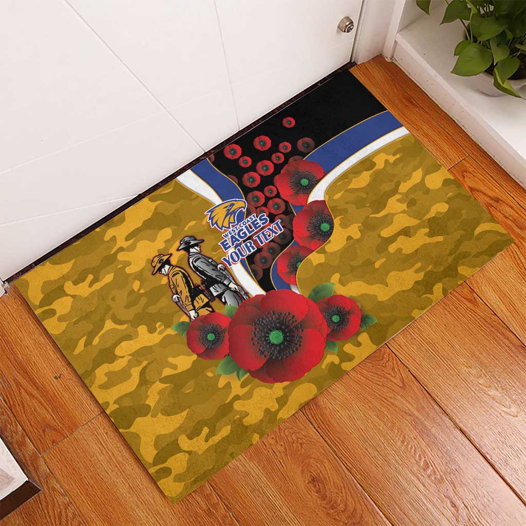 West Eagles ANZAC Personalised Rubber Doormat Lest We Forget Poppy Camo