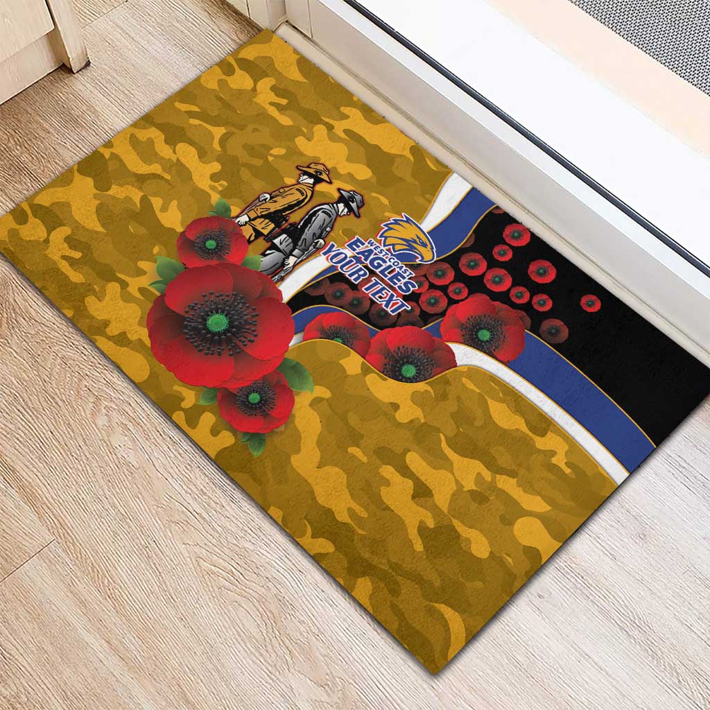 West Eagles ANZAC Personalised Rubber Doormat Lest We Forget Poppy Camo