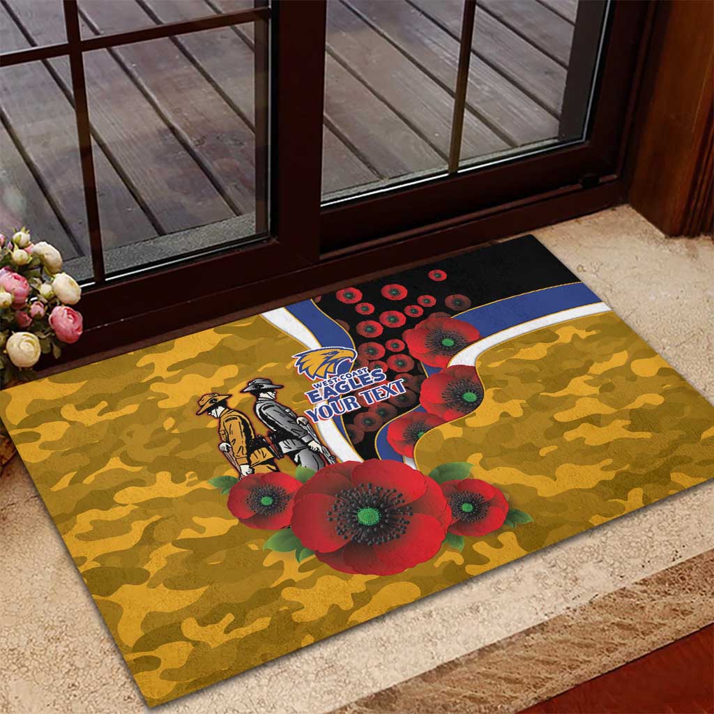 West Eagles ANZAC Personalised Rubber Doormat Lest We Forget Poppy Camo