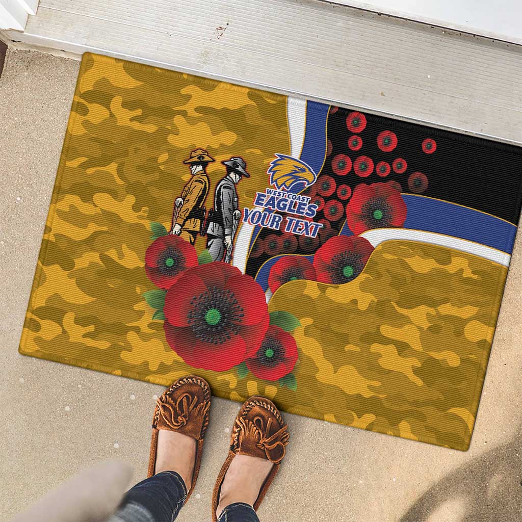 West Eagles ANZAC Personalised Rubber Doormat Lest We Forget Poppy Camo