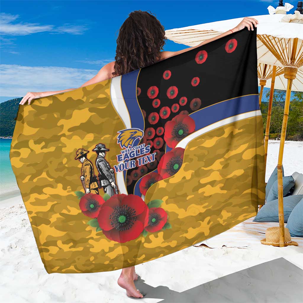 West Eagles ANZAC Personalised Sarong Lest We Forget Poppy Camo