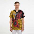 West Eagles ANZAC Personalised Scrub Top Lest We Forget Poppy Camo