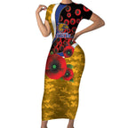 West Eagles ANZAC Personalised Short Sleeve Bodycon Dress Lest We Forget Poppy Camo